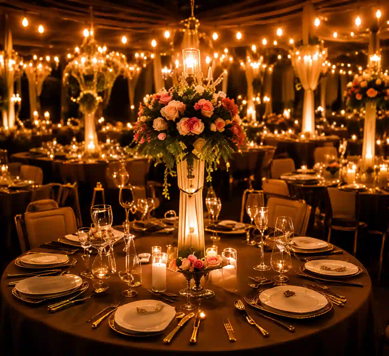 Golden chandelier decor