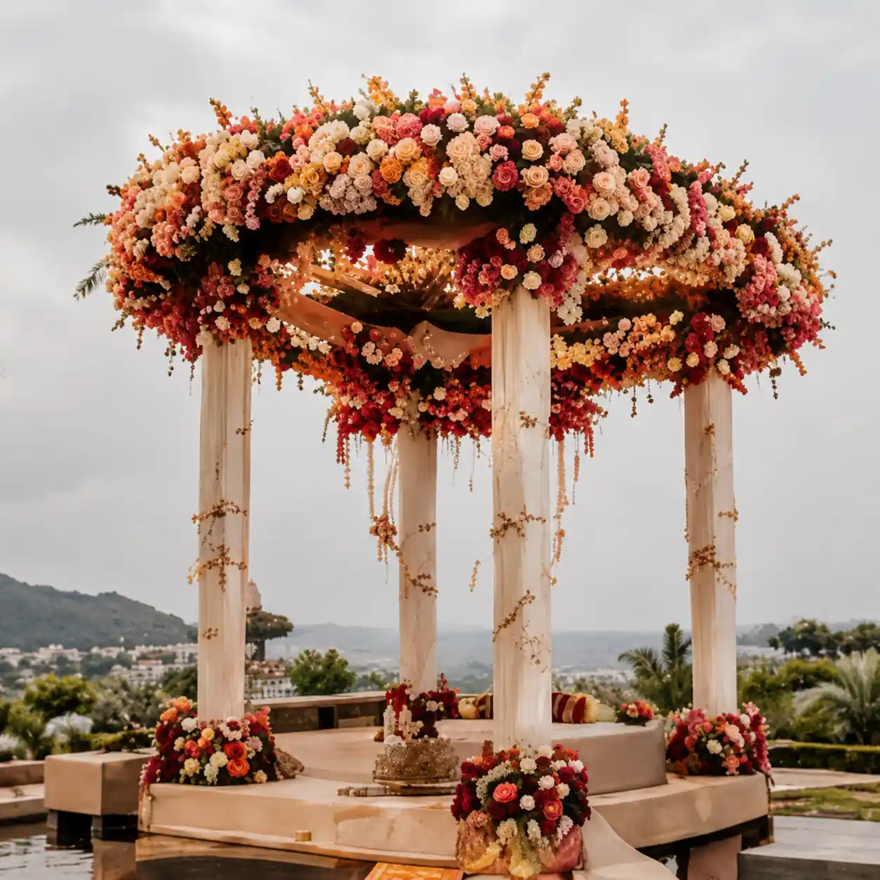 Outdoor destination wedding setup