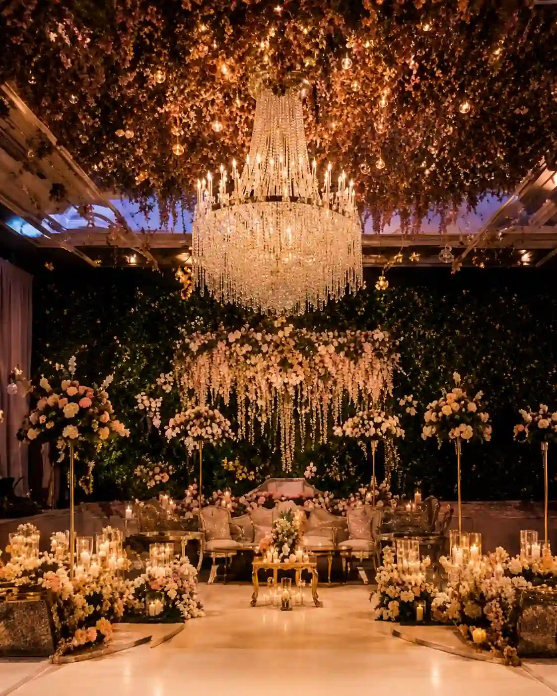 Grand chandelier wedding hall