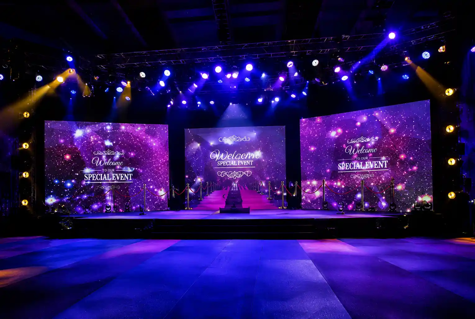 Purple corporate event stage