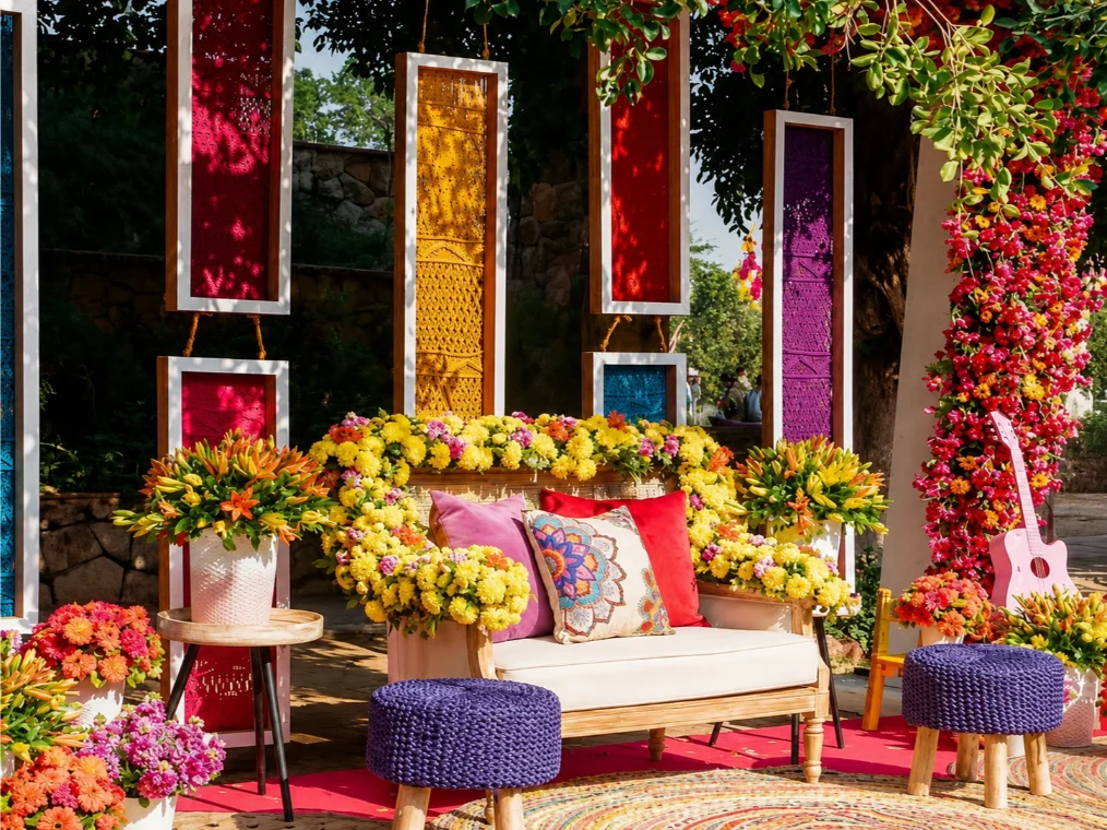 Terrace and balcony decor with fairy lights