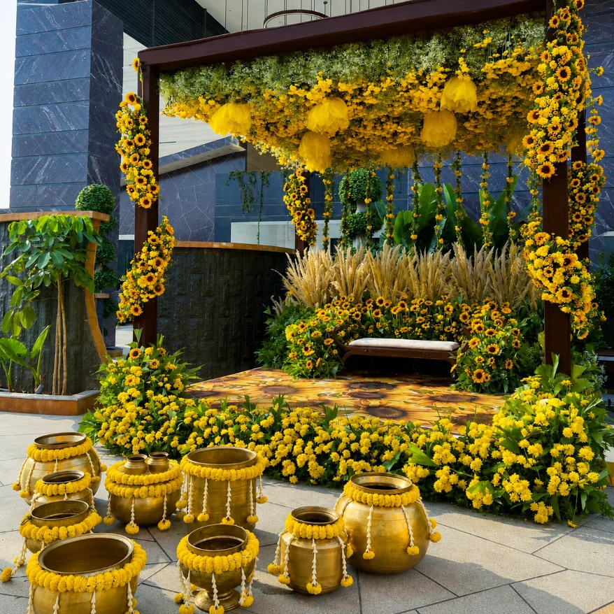 Mehendi floral decor detail