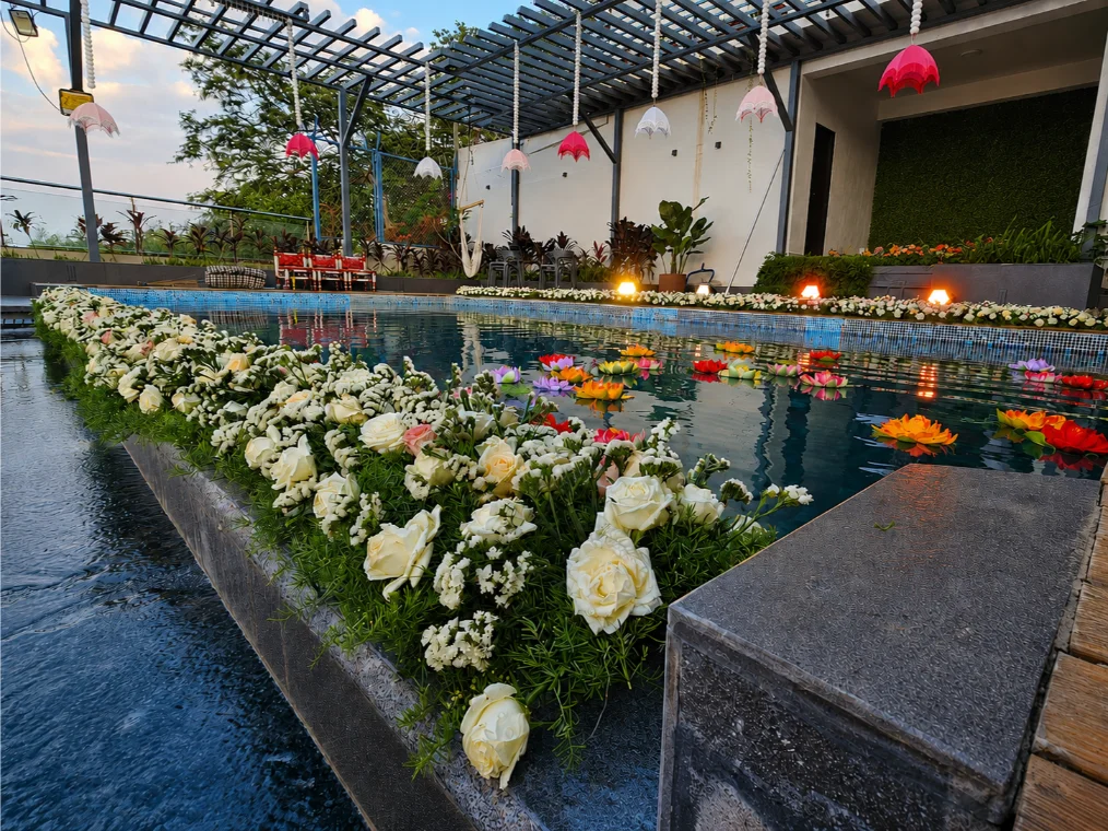 Terrace decor for home wedding function