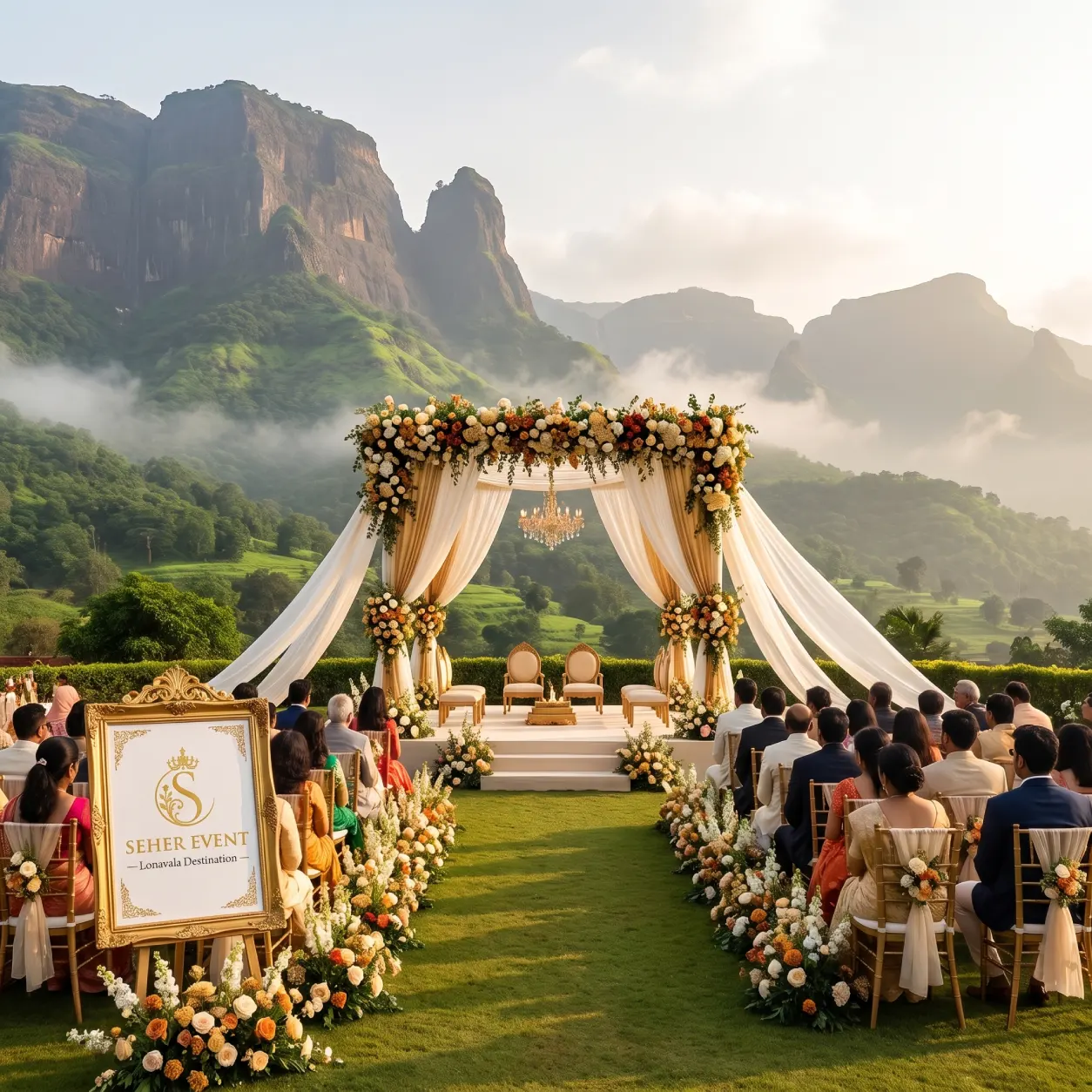 Destination wedding floral altar in Lonavala